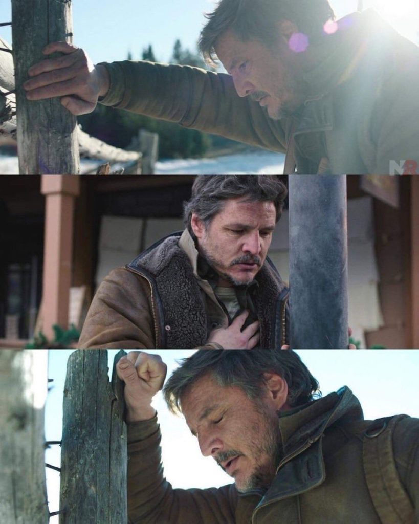 It's the 3-shot meme of Pedro Pascal from The Last of Us meant to invoke a sense of overwhelming anxiety.